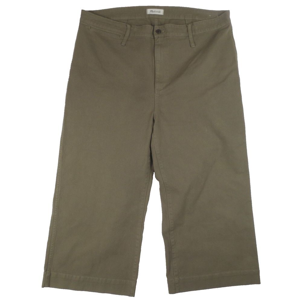 Madewell Pants Womens 36 Olive Khaki Emmett Wide Leg Crop High Rise Stretch